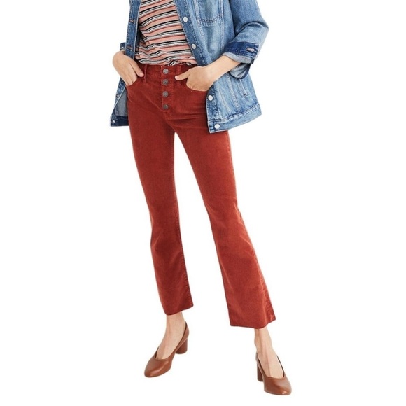 Madewell Cali Demi Boot Corduroy Cords Cropped Crops Flare Ankle Pants 25 retro - Picture 2 of 13